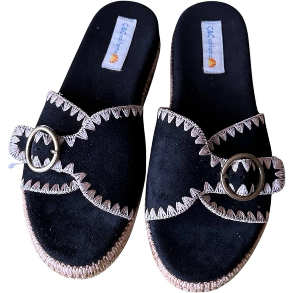 C&C California Women's Black platform Sandals With 1 Buckle Sz 8.5